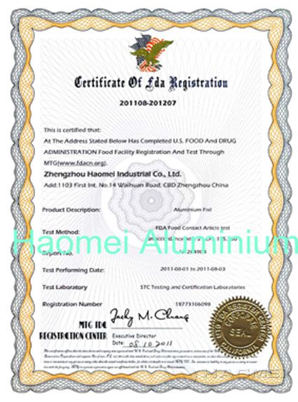 Certificate of FDA Registration